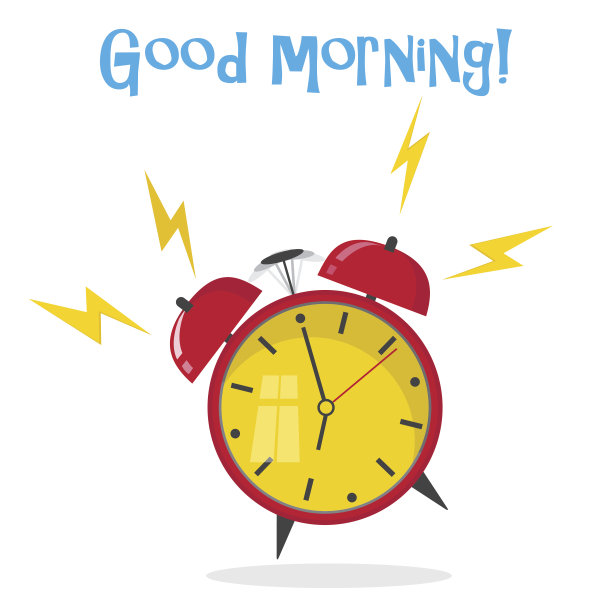 卡通闹钟响了。起床的概念。平面设计。矢量图标孤立在背景上图片下载