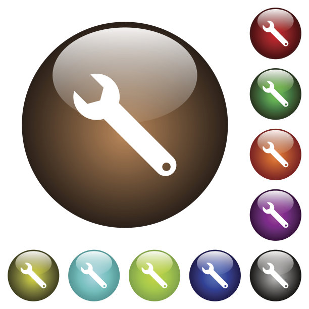 单扳手彩色玻璃按钮图片下载