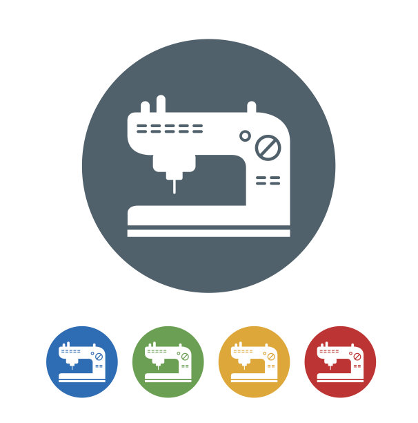 缝纫机平面图标隔离在白色背景。矢量图的图标图片下载