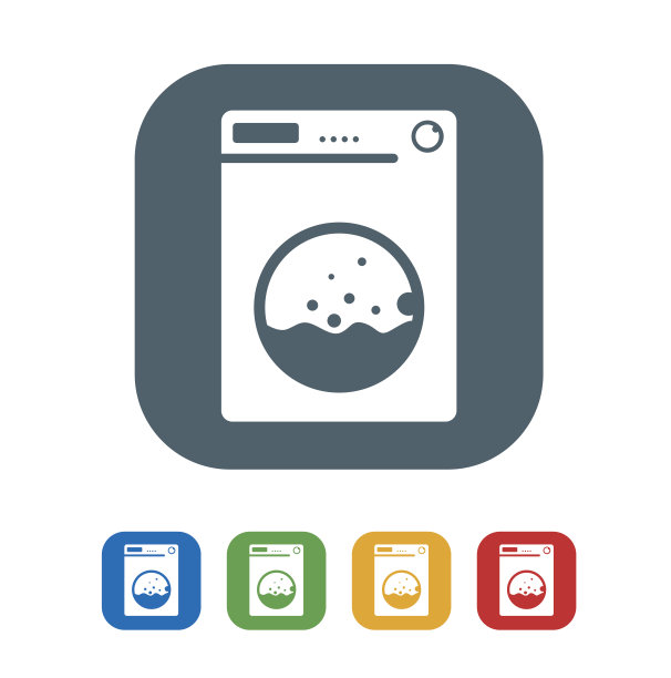 洗衣机平面图标隔离在白色背景。矢量图的图标图片下载