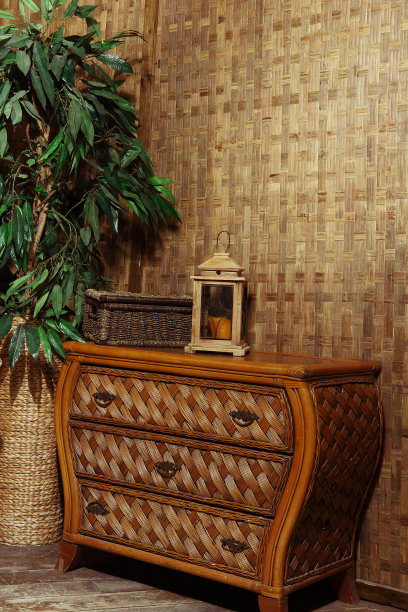 有柳条家具的客厅图片下载