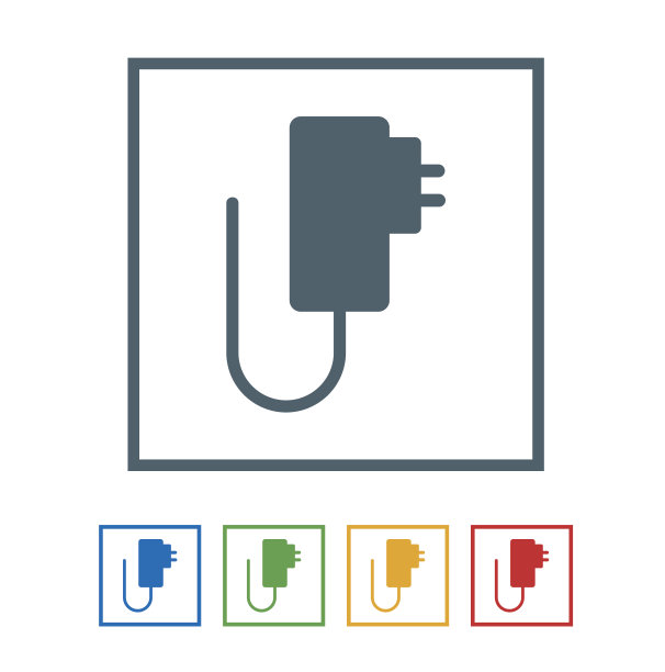 移动充电器平面图标隔离在白色背景。矢量图的图标图片下载