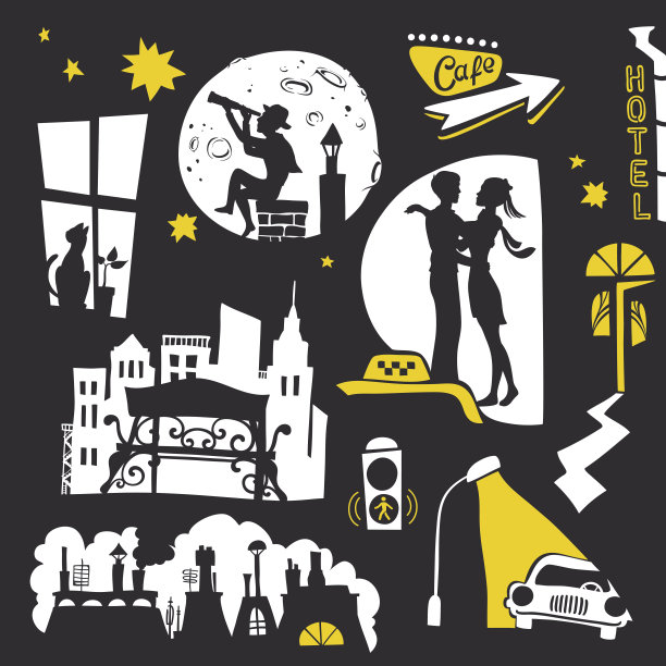 城市里人们的剪影图片下载