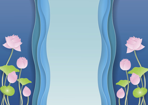 粉红色荷花与抽象的纸艺术背景图片下载