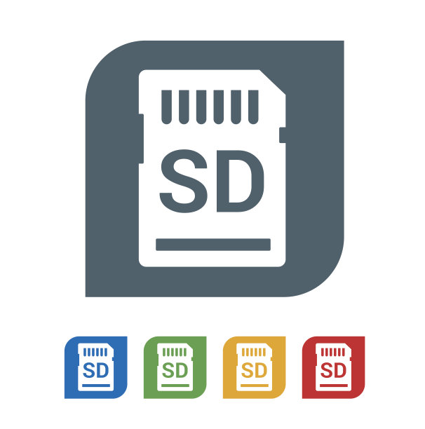 SD存储卡平面图标隔离在白色背景。矢量图的图标图片下载