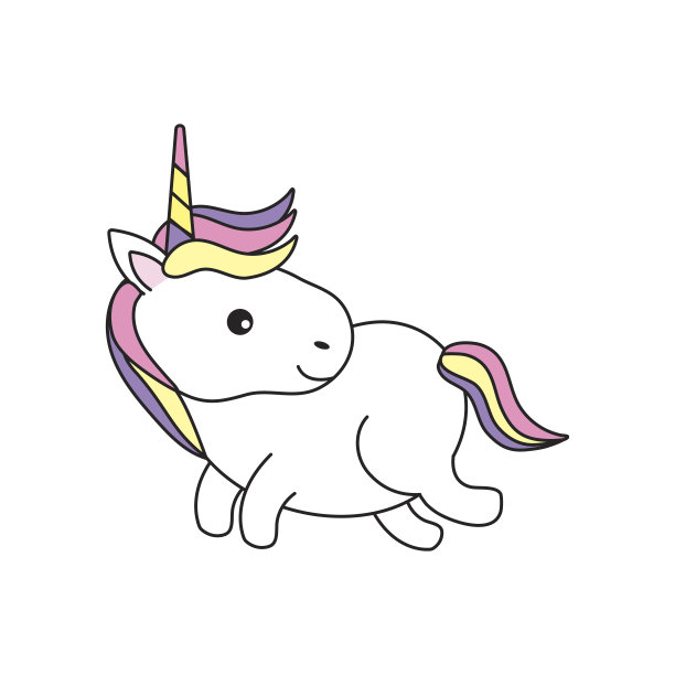 漂亮的独角兽与角和发型设计图片下载