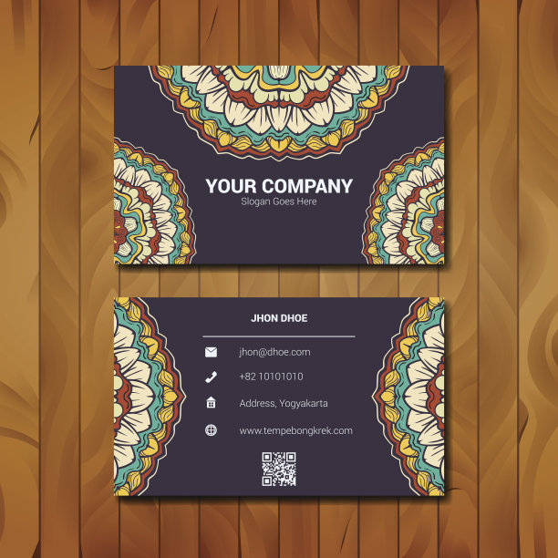 带有花卉曼荼罗的名片图片下载