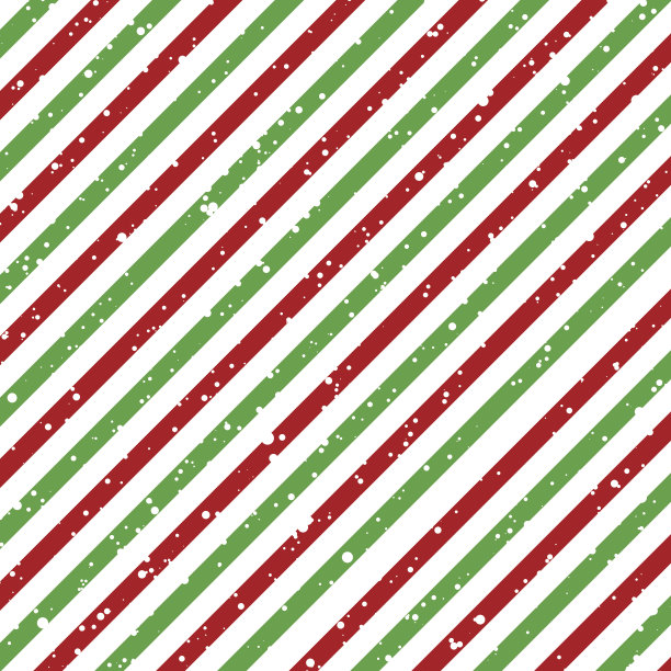 圣诞对角线条纹红色和绿色线在白色的背景与雪纹理，向量素材图片