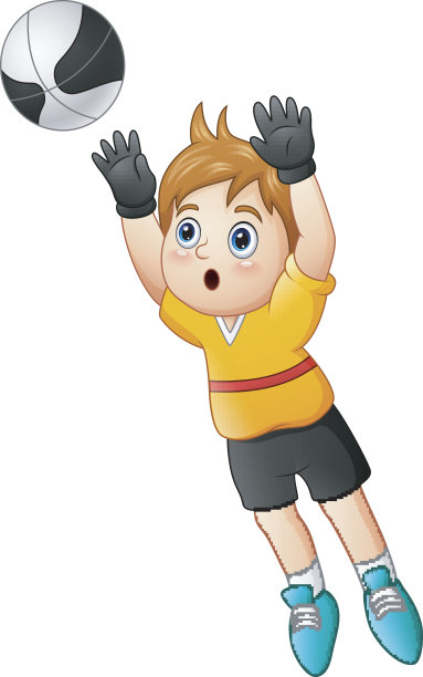 卡通男孩守门员在接足球图片下载