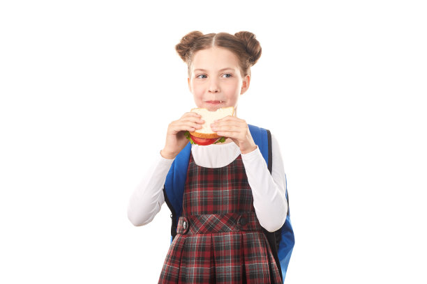 女学生吃三明治图片下载