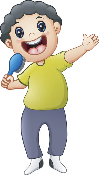 手持牙刷的卡通男孩图片下载