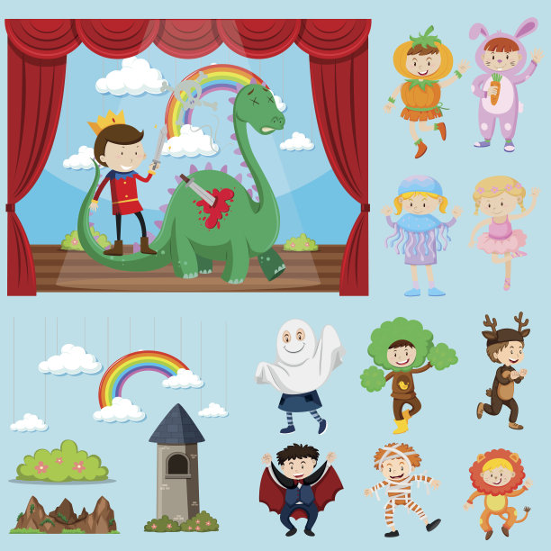 有不同角色的舞台场景图片下载