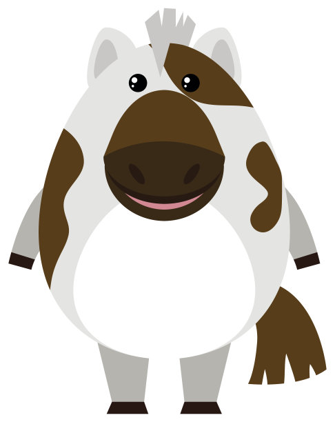 可爱的马在白色的背景图片下载