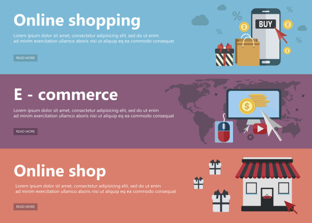平面设计理念适用于网上购物、电子商务和网上商店。网站横幅和宣传材料的概念。图片下载