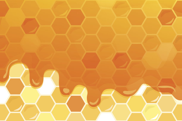 甜美的蜂蜜光泽的背景与复制空间为您的文本。包括蜂窝无缝模式。图片下载