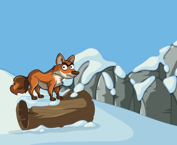 雪山上的野狐狸图片下载