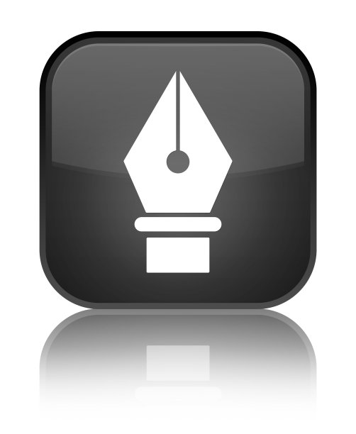 钢笔图标专用黑色方形按钮图片下载