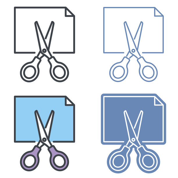 剪子与纸文档矢量轮廓图标设置。图片下载