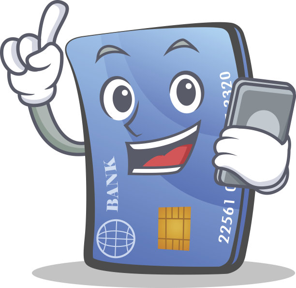 信用卡人物卡通与电话矢量插图图片下载