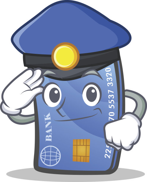 警察信用卡人物卡通矢量插图图片下载