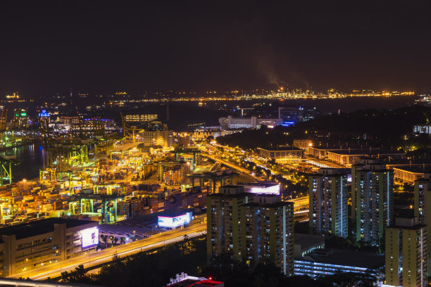 新加坡工业区抽象夜景图片下载