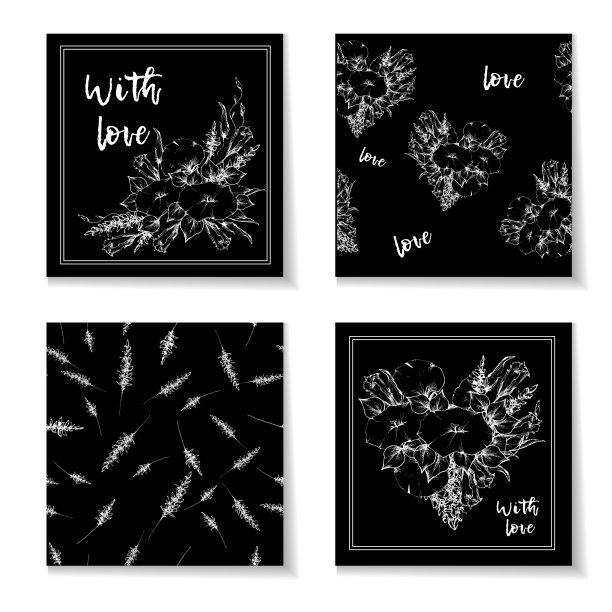 带有旋花的复古明信片、卡片或名片。手绘。图片下载