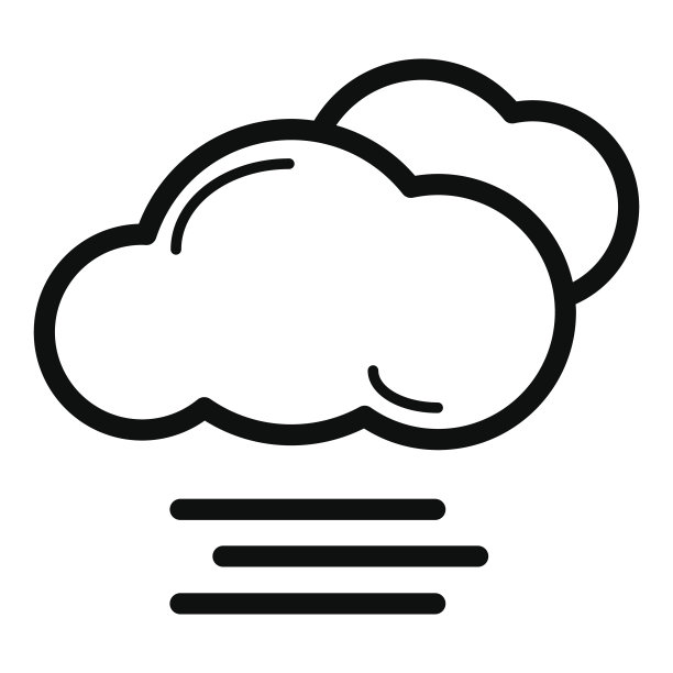 雾图标矢量图，实体标志，白色背景上的象形图，天气预报符号图片下载