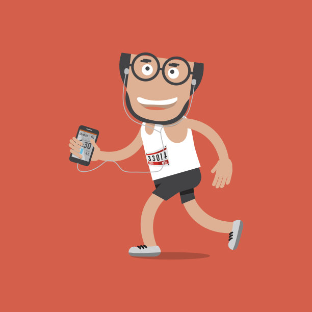跑步人与运动跟踪应用矢量插图图片下载