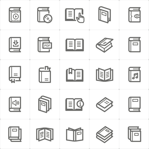 图标set - book轮廓描边矢量插图素材图片