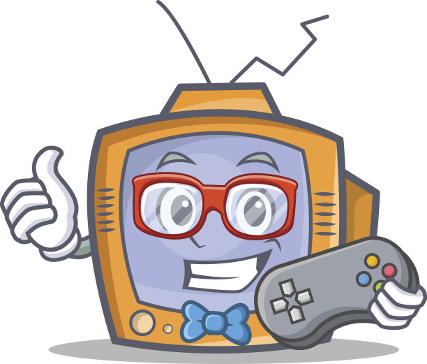 玩家电视人物卡通物体矢量插图图片下载