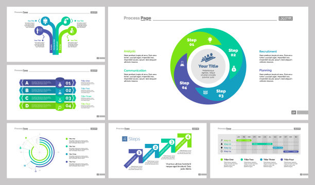 六个生产幻灯片模板集图片下载