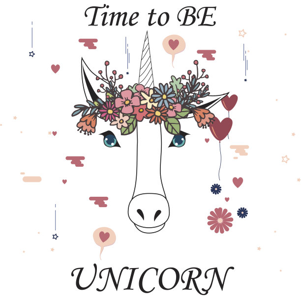 是时候做带花冠的独角兽了。矢量图图片下载