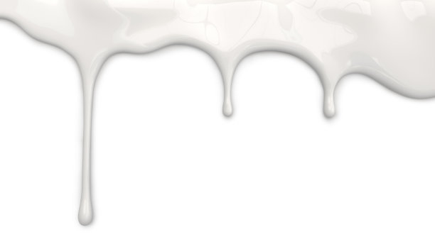 白色牛奶倒在白色背景上的3d插图图片下载