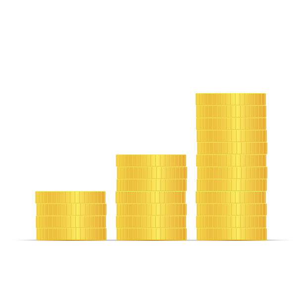 成堆的金币。收入和利润。孤立在白色背景上。矢量插图。图片下载