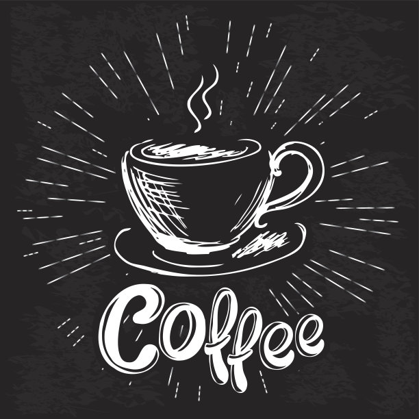 黑白海报。复古风格的书法杯素材图片