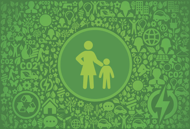 母子环境绿色矢量图标模式图片下载