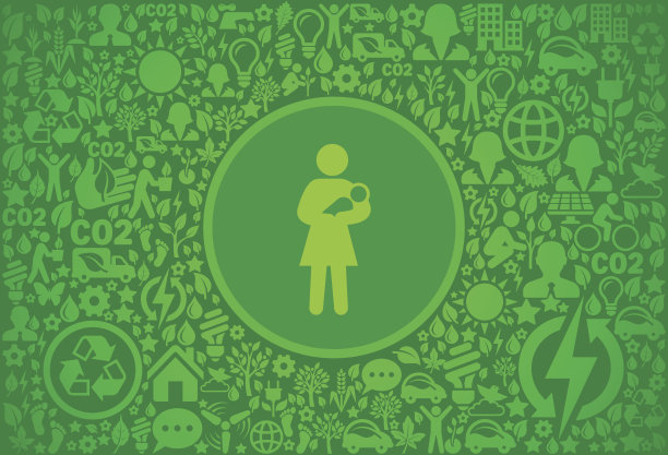 母亲抱婴儿环境绿色矢量图标模式图片下载