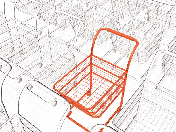 灰色和红色的购物车图片下载