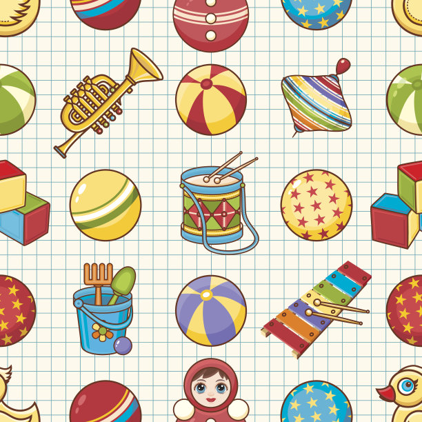 儿童玩具无缝图案。设计元素图片下载