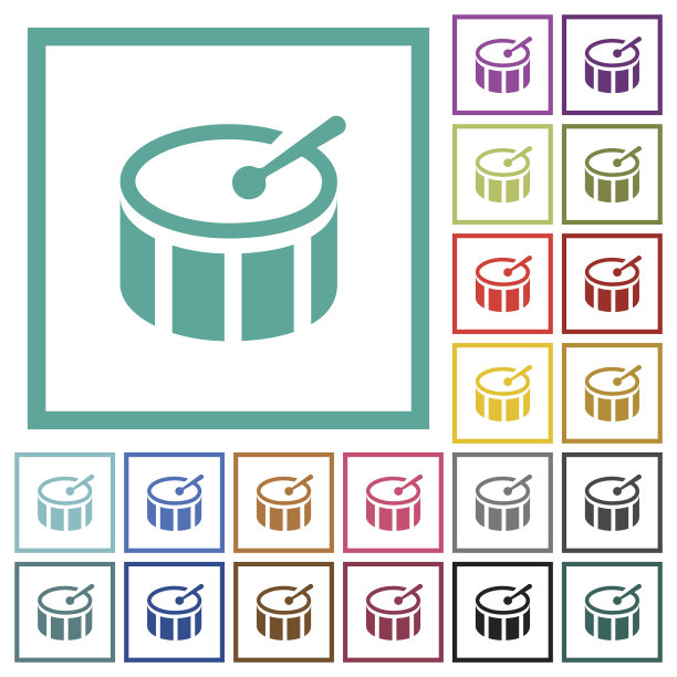 鼓平面颜色图标象限框架图片下载