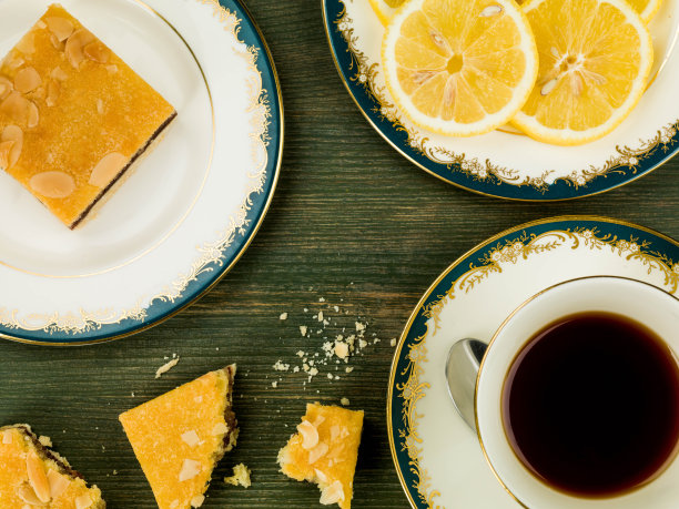 樱桃贝克威尔蛋糕片配柠檬茶图片下载