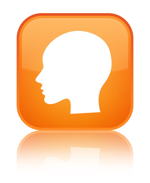 头像女人的脸图标特殊的橙色方形按钮图片下载