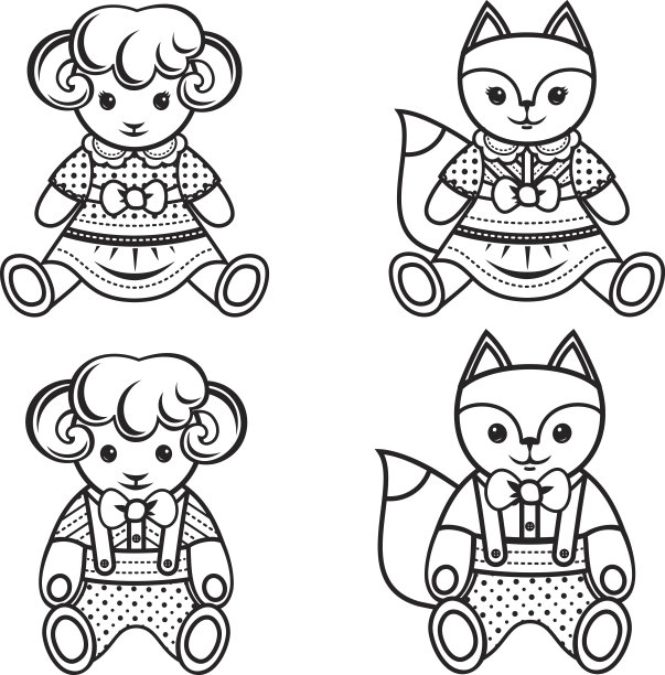 儿童动物装饰。孩子可爱的宠物。图片下载