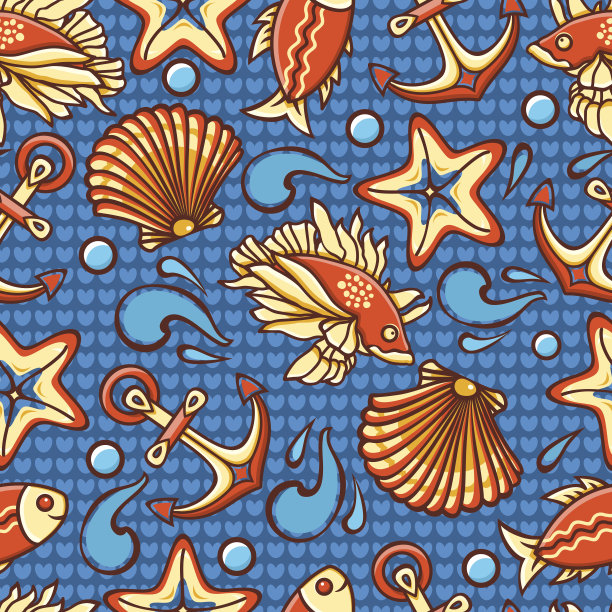 无缝模式。海洋装饰。图片下载