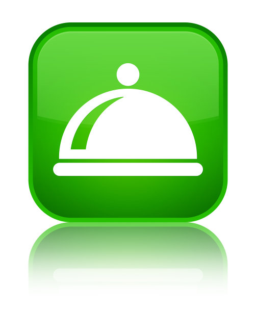 菜盘图标特殊绿色方形按钮图片下载