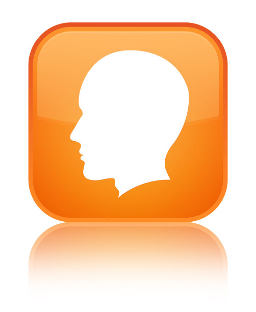 头部男性面部图标特殊橙色方形按钮图片下载