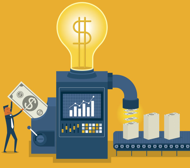 商人将货币放入机器素材图片