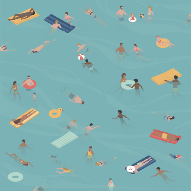 人们在海里游泳和跳水图片下载