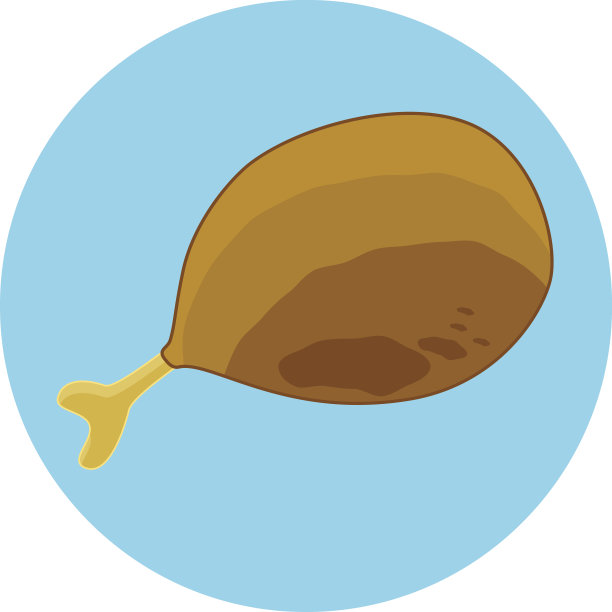 平色炸鸡腿图标，孤立炸鸡腿图片下载