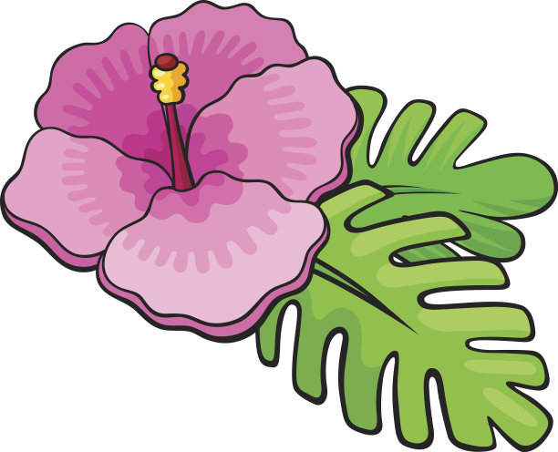 波普艺术风格的热带花卉贴纸图片下载